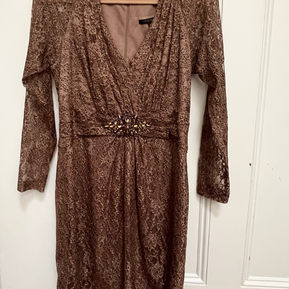David Meister Brown Lace Dress